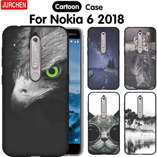 JURCHEN For Nokia 6 2018 Silicone Phone Case Cute Cartoon Paint For Nokia 6 Nokia6 2018 5.50 Inch TPU Matte Fashion Back Cover