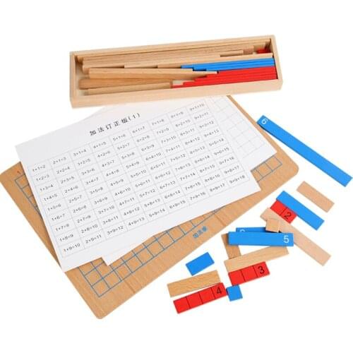 Kids Montessori Materials Wooden Math Toy Subtraction Strip Board with Manual Card Toys for Early Childhood Education Preschool