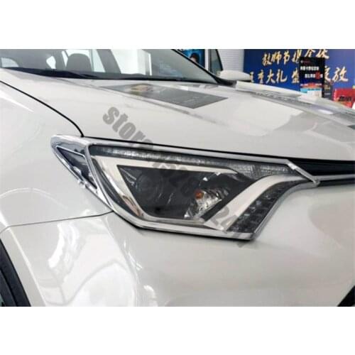 For Toyota RAV4 RAV 4 2016-2019 ABS Chrome Front +Rear headlight Lamp Cover trim Car Styling