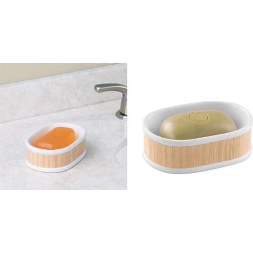 90400ES Interdesıgn Soap Dispenser Bamboo Coated Ceramic 12x9x4cm