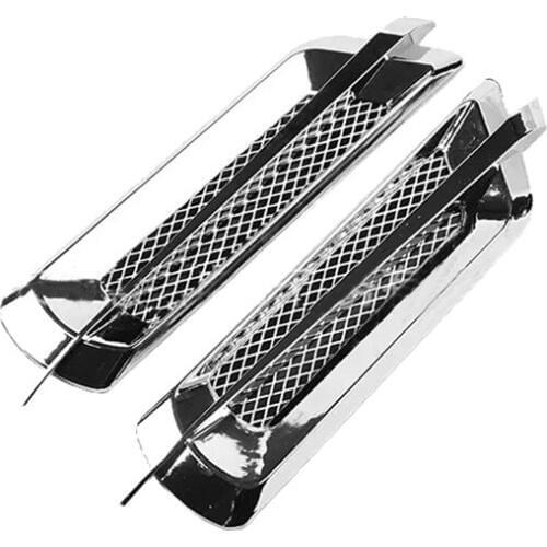 JEAZEA Universal 2Pcs Chrome Car Side Air Vent Fender Cover Hole Intake Duct Flow Grille Sticker For VW BMW Mercedes Audi Honda