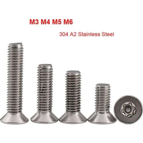 M3 M4 M5 M6 Countersunk Torx Button With Pin Machine Screw 304 Stainless Steel Flat Head Six Lobe Anti Theft Security Screws