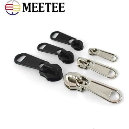 Meetee 50pcs 3# 5# Zipper Silder for Nylon Resin Zips Head Jacket Bags Zip Repair Kit DIY Custom Luggage Tent Slider Accessories