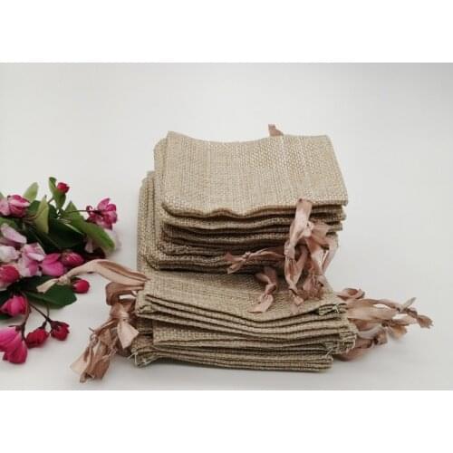 100pcs Jewelry Bag 7*9 10*14 Jewelry Packaging Bags Wedding Party Decoration Gift Bag Drawstring Jute Bags for Christmas Pouches