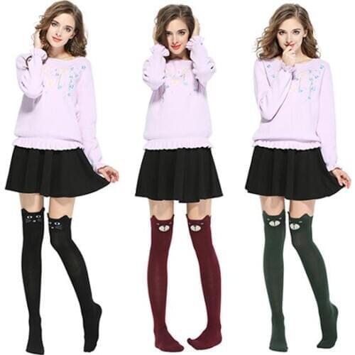 Women Girls Cute 3D Cartoon Animal Bear Panda Pattern Tight Over Knee High Socks Ladies Stockings