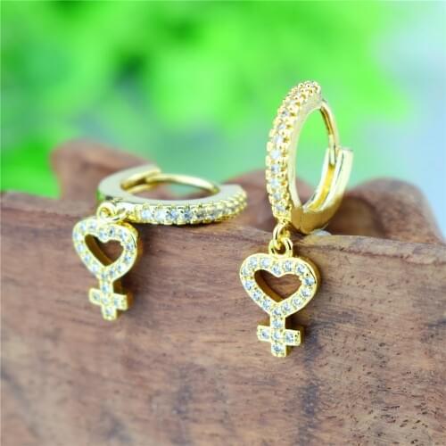 Fashion Cubic Zircon Lock and Heart Shape Hoop Earrings for Women Girls Korean Crystal Gold Color Ear Party Jewelery 2020 Trend