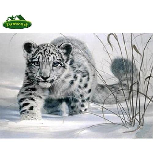 YUMEART Diamond Painting Mosaic kits Environmental Crafts Full Diamond Embroidery Snow Leopard ZKll Stickers ZKll Hotel Decor