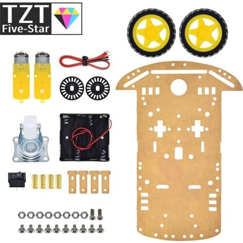 TZT New Motor Smart Robot Car Chassis Kit Speed Encoder Battery Box 2WD For Arduino Free Shipping
