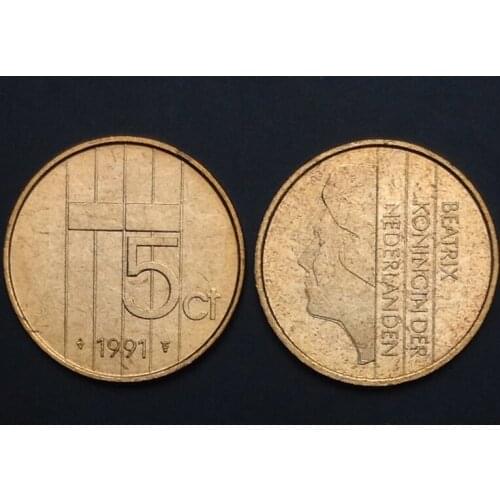 Netherlands 5 cents 100% Real Original Coin Uncirculated Unc Collect Coins