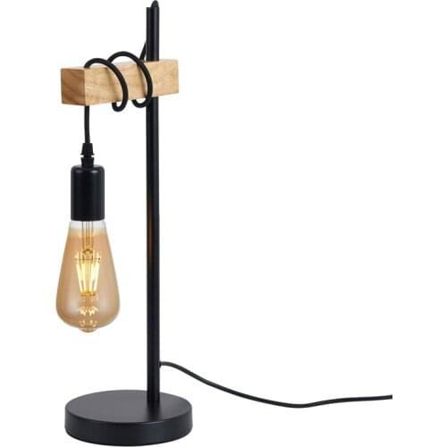 Nordic Loft Vintage Desk Lamp Wooden Edison E27 Iron Nightstand Table Lights For Modern Living Room Bedroom Beside Home Decor