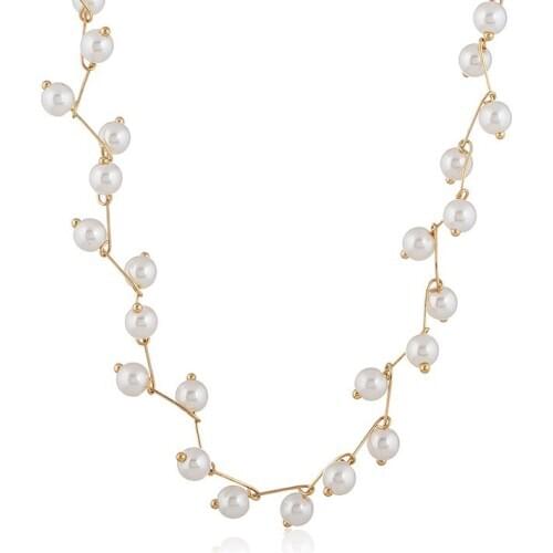 New Ball stitching temperament short pearl round clavicle pendant necklace splice geometric polygon collar necklace jewelry