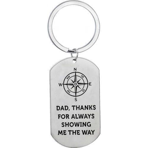Dad Thanks For Always Showing Me The Way Keyrings Dog Tag Stainless Steel Pendant Charm Keychains Dad Thanksgiving Gifts Jewelry