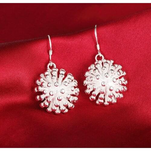 Fine fashion party wedding Jewelry 925 Sterling Silver Beautiful fireworks earrings for Women high quality Christmas Gifts