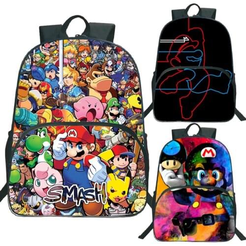 Girl Boy Cartoon Mario Bros Schoolbag Children Bookbag Mochila Kids Anime Primary Bookbag Men Women Teens Laptop Backpack