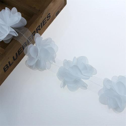 1y/10pcs 6cm Chiffon Flower Mesh Lace For Baby Girls Headbands Hair Rompers Clothes Making DIY Wedding Bridal Bouquet Decoration