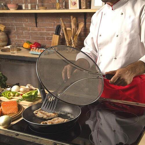 Stainless Steel Oil Grease Splatter Screen Frying Pan Splash Protective Guard Made of stainless steel and extra fine mesh, lets