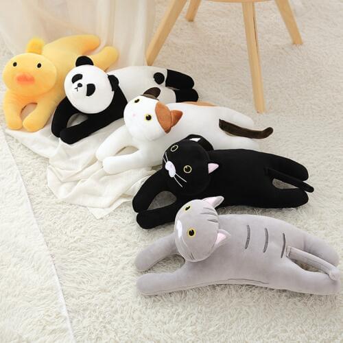 45cm Super Soft Cat/Panda/Duck Plush Pillow Stuffed Cartoon Animal Cute Cat Toy Bedroom Nap Pillow Kids Adults Christmas Gifts