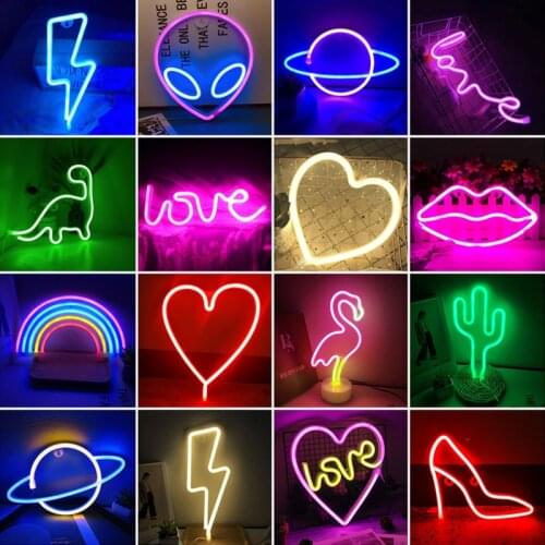 Led Neon Light Colorful Rainbow Alien Bat Cloud Love Neon Sign for Room Home Party Wedding Decoration Xmas Gift Neon Lamp