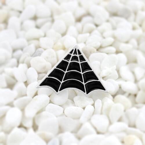 Triangle Cobweb Metal pin Black Spider-Man Spider Web Creative personality brooch grid Lapel punk enamel pin Friends gifts