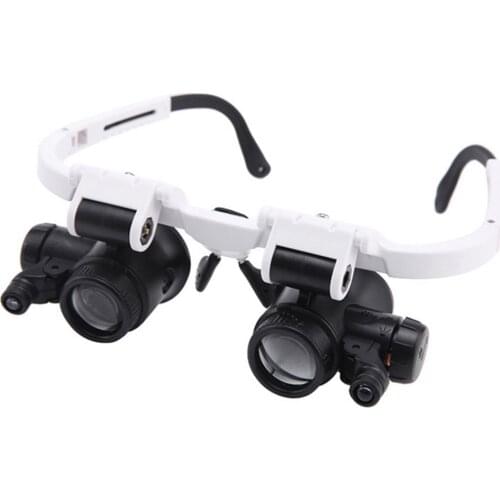 Magnifying Glasses LED Light Lamp Loupe Jeweler Headband Wearing Loupes Glasses Tool Repair Watch Reading Magnifying Eyewear
