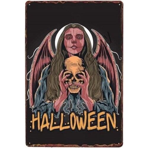 Vintage Happy Halloween Metal Tin Signs Pumpkin Party Decoration Trick or Treat Retro Wall Poster Bar Cafe Club Home Decor WY64