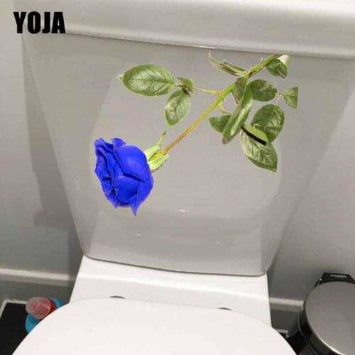 YOJA 23.4*20.2CM Blue Enchantress Flower Fashion Toilet Seat Stickers Home Living Room Wall Decor T1-0870