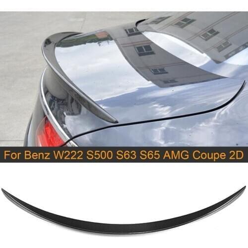 Carbon Fiber Car Rear Spoiler For Mercedes-Benz S Class W222 S500 S63 S65 AMG Coupe 2D 2014-2018 Trunk Spoiler Boot Lip Wing FRP