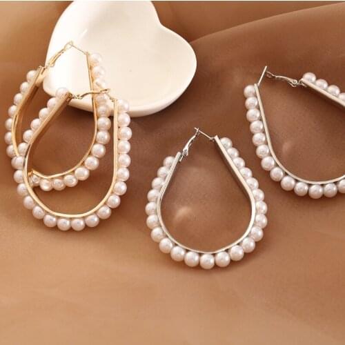 Pearl Exaggerated Women Stud Earrings Fashion Water Drop Pendant Earrings Statement Creative Wholesale Jewelry for Women