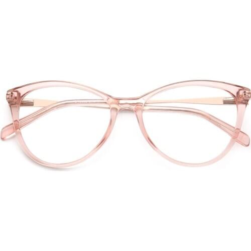 Women Cateye Eyeglasses Frames for women Round Glasses Frames Pink Spectacle Metal Vintage Fashion Eyeglass Frame Modern Eyewear
