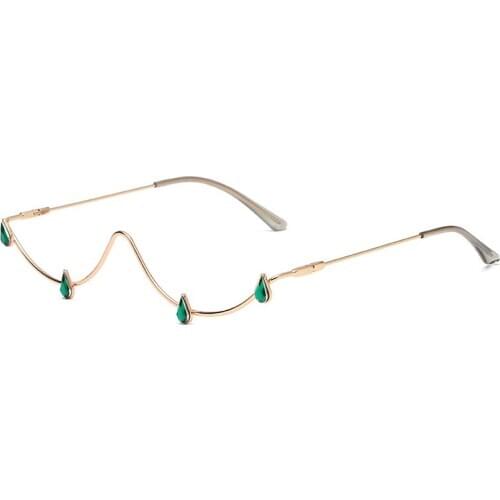 Vintage Women Oval Rhinestone Sunglasses 2020 Luxury Diamond Sun Glasses Rhinestone Female Eyewear Metal Frame Without Lens NX