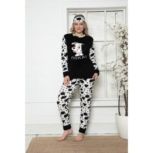 Women Welsoft Fleece Pajamas set Black 20003