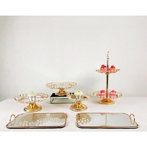 1pcs-7pcs Electroplate Metal Cake Stand Set Display Wedding Birthday Party Dessert Cupcake Plate Rack