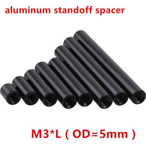 10pcs M3 Aluminum Column M3*4/5/6/8/10/12/15/20/25/30/35/37/40mm Round Standoff Spacer Studs anodize black