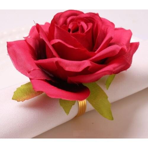 10pcs Exquisite electroplating UV rose napkin clasp wedding napkin ring hotel model room home napkin ring