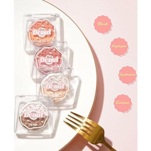 2 Colors Donuts Highlighter Makeup Blush Contour Eyeshadow Natural Brightening Long Lasting Ins Explosion Models Makeup TSLM1