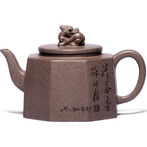280ml All pure manual yixing purple clay Teapot of old and old clay design in all directions Handmade Hot Sale Free Shipping
