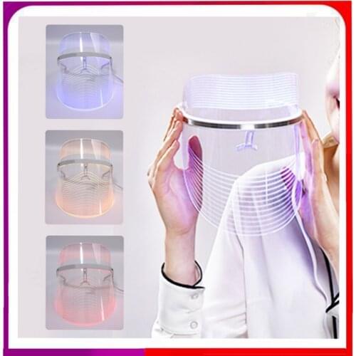 3 Colors LED Photon Light Therapy Facial Mask Wireless Use Whitening Anti Acne Wrinkle Skin SPA Treatment Beauty Instrument