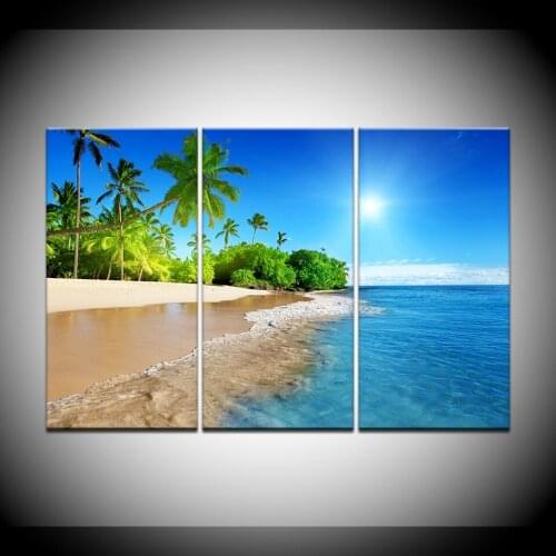 3 Pieces Seascape Beach Coconut Grove Tree Canvas Painting Poster Prints home decor modular framed wall art picture artwork