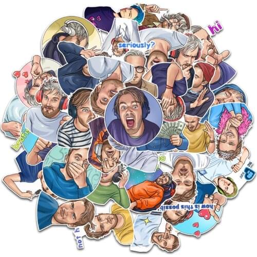 34Pcs/pack Hot sale Brofist-PewDiePie Graffiti Stickers For Notebook Motorcycle Skateboard Computer Mobile Phone Decal