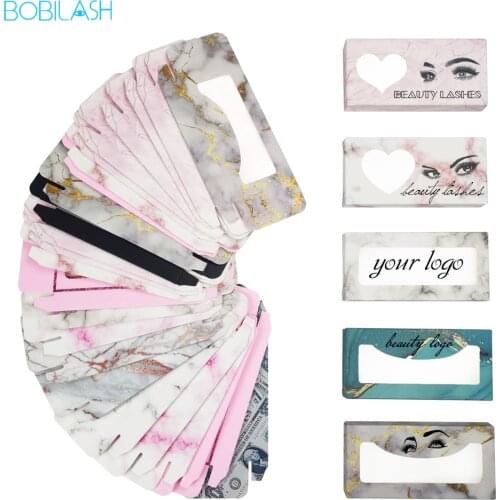 50/100 PCS Eyelash Box Packaging Custom Logos Avilable Empty Lashes Case Paper Eyelashes Package Wholesale Lash Packaging