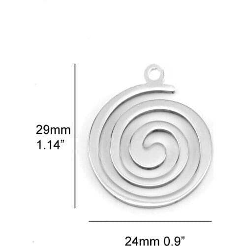 50pcs diy jewelry spiral eddy Pendant double sides polished small Necklace Pendant for women stainless steel wholesale pendants