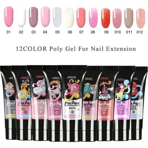 Acrylic Gel For Nail Extension Building 15ml Poly Nail Gel polish Nail Art Design Semi-permanent UV Gel Varnish Manicure Supplie