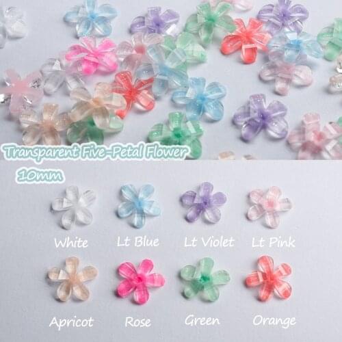 Resin Sequins Flat Back10MM Transparent Five-Petal Flower Nail Art Rhinestones 30/100Pcs Apply To DIY Manicure Accessories