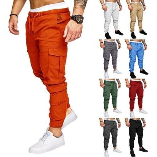 Men cargo pants Joggers Sweatpants Casual Male Sportswear Solid Multi-pocket Cargo Trousers Hip Hop Harem Pants Slim