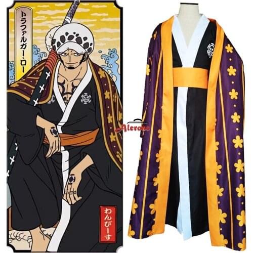 One Piece Trafalgar Law Kimono Cosplay Costume Full Set Halloween Outfits