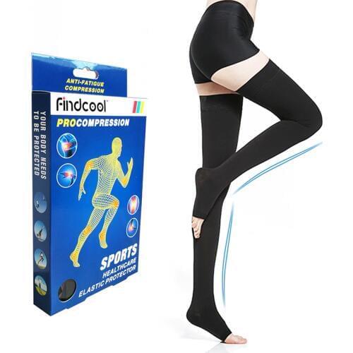 Compression Recovery Thigh Sleeve (1 Pair) Medical Support Hose 20-30 mmHg Thigh High Compression Stockings with Silicone Band