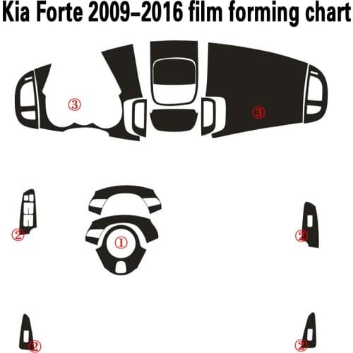 For Kia Forte 2009-2016 Interior Central Control Panel Door Handle 3D/5DCarbon Fiber Stickers Decals Car styling Accessorie