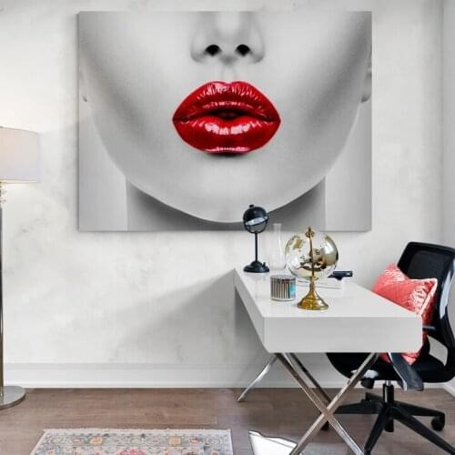 Home Decor Canves Painting Print Fashion Lips Red Lips Print Large Lips Wall Decor Gift For Her Sexy Lips