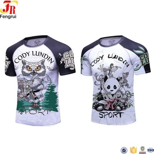 Customized design custom printed rash guard, bbj,mma short sleeve sportwear