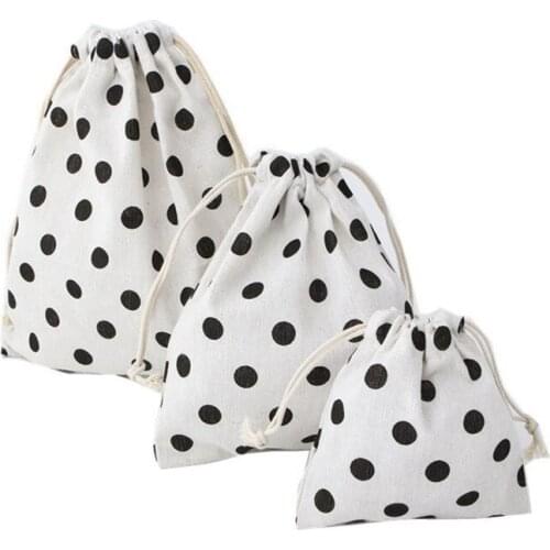 Women Cotton Drawstring Cosmetic Bags Travel Home Drawstring Makeup Storage Tote Bag